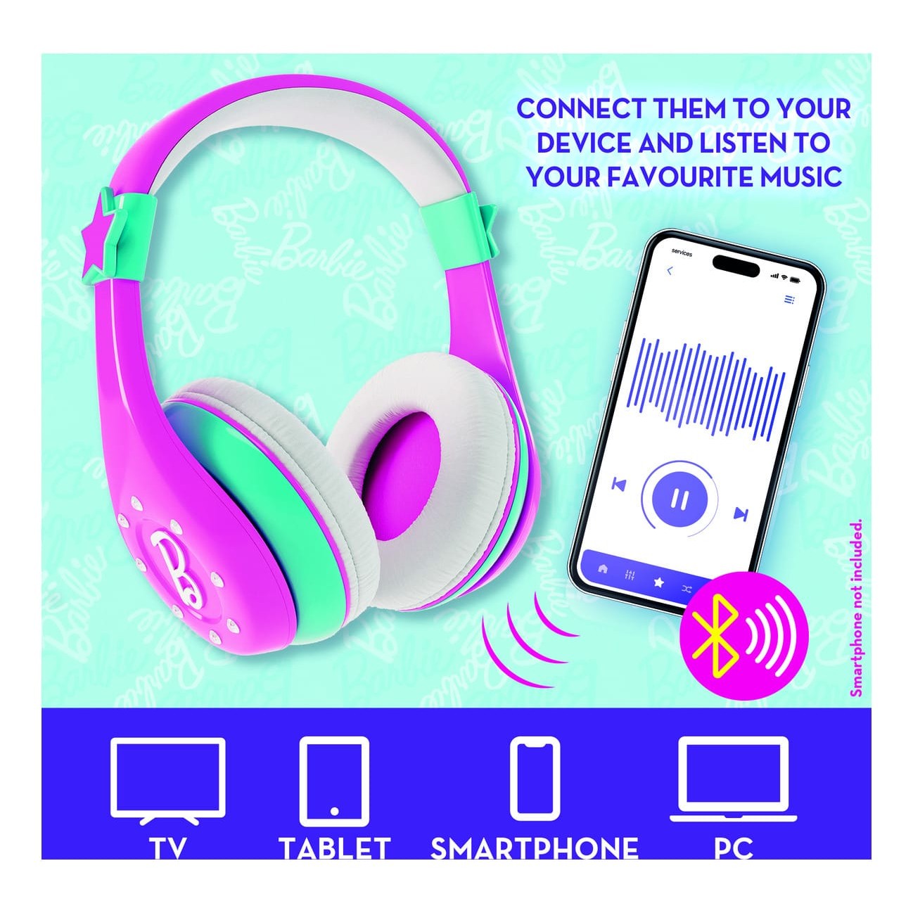 Lisciani Barbie Bluetooth Headphones - Kid Friendly Wireless Audio For Ages Four And Up