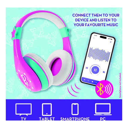 Lisciani Barbie Bluetooth Microphone and Headphones Dual Listening and Singing Kit with Built In Speaker