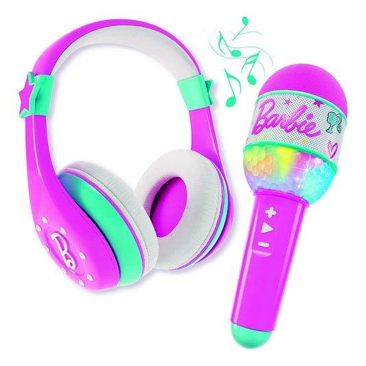 Lisciani Barbie Bluetooth Microphone and Headphones Dual Listening and Singing Kit with Built In Speaker