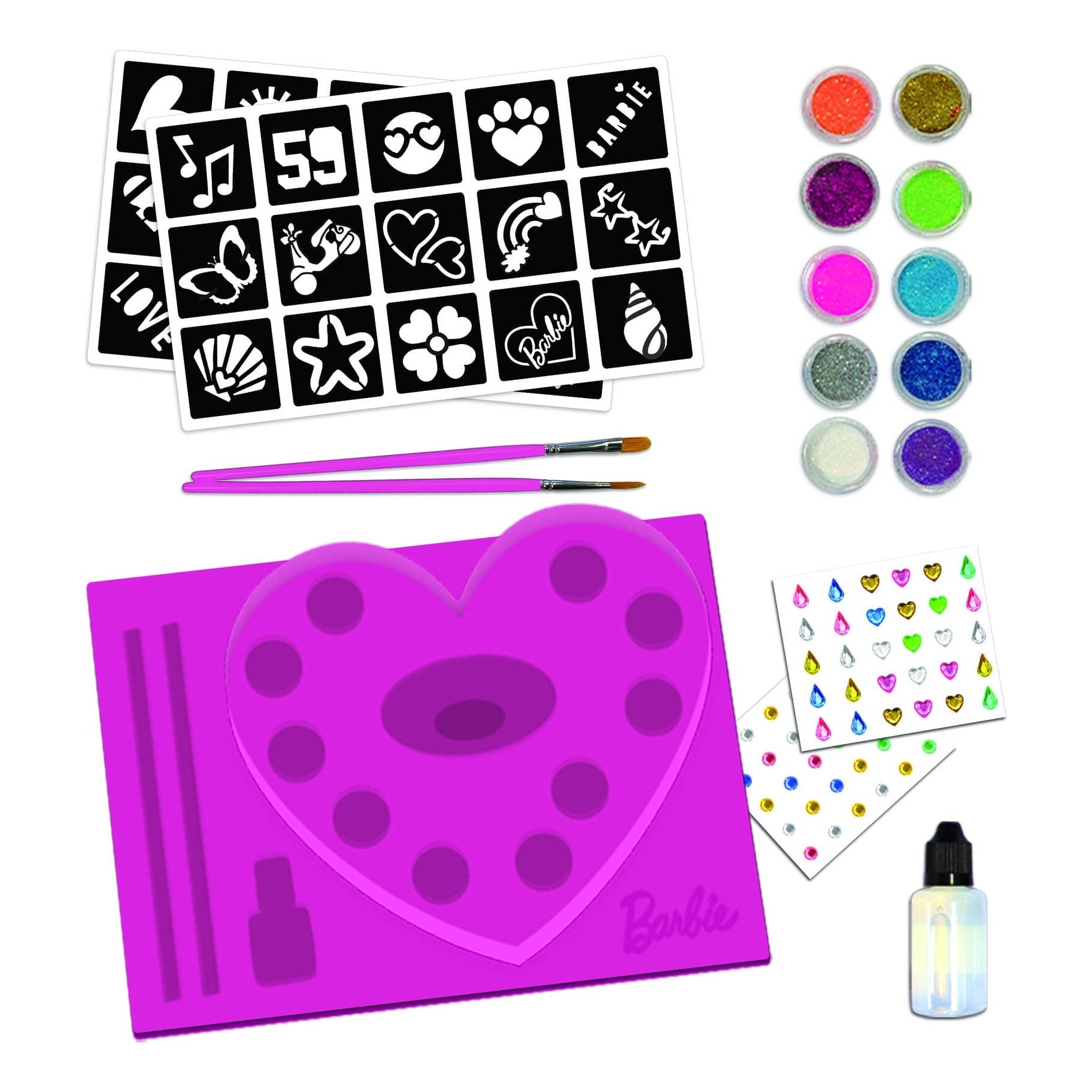 Lisciani Barbie My Glitter Tattoo - Safe And Tested Glitter Tattoos With Barbie Icon Designs And Adhesive Gems