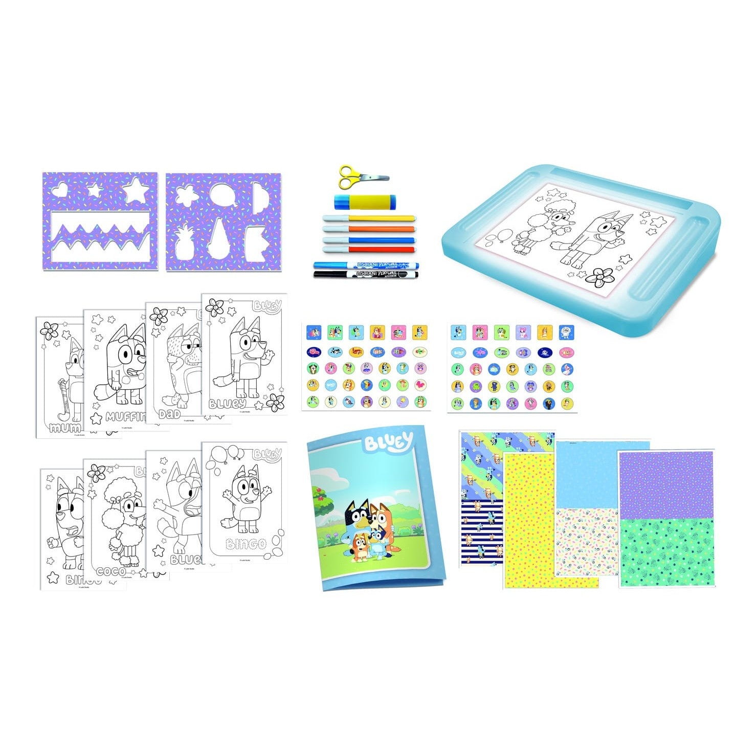 Lisciani Bluey Drawing School With Light Table Learn To Draw Bluey Characters With A4 Light Table Accessories