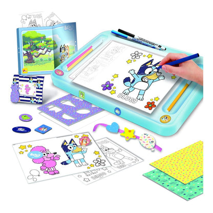 Lisciani Bluey Drawing School With Light Table Learn To Draw Bluey Characters With A4 Light Table Accessories