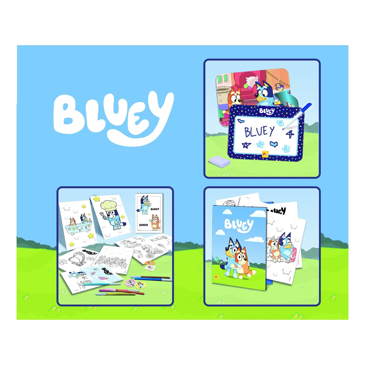 Lisciani Bluey Edu Desk - Creative Art Kit With Erasable Board, Coloring Books, And Storage Desk