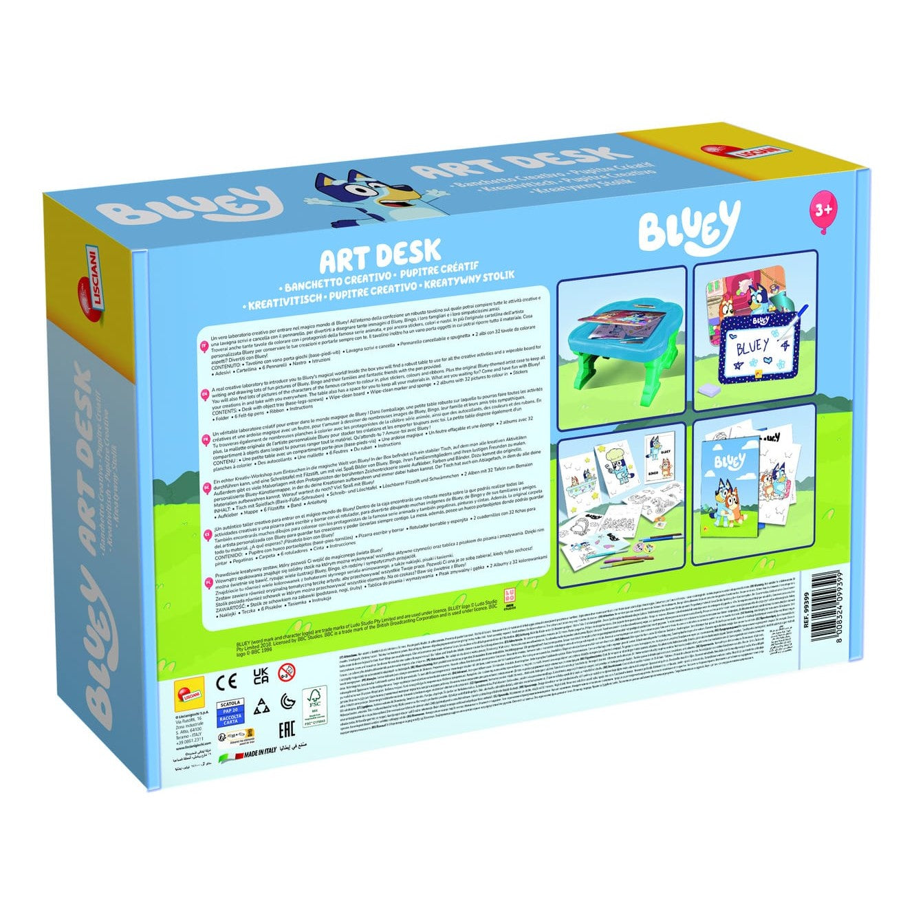 Lisciani Bluey Edu Desk - Creative Art Kit With Erasable Board, Coloring Books, And Storage Desk