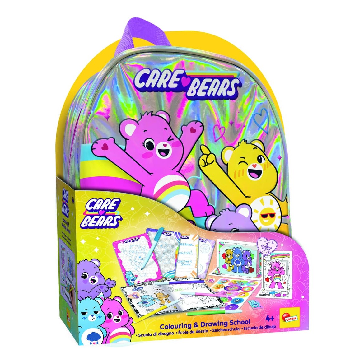 Lisciani Care Bears Colouring And Drawing Backpack - On The Go Art Kit For Kids Everywhere