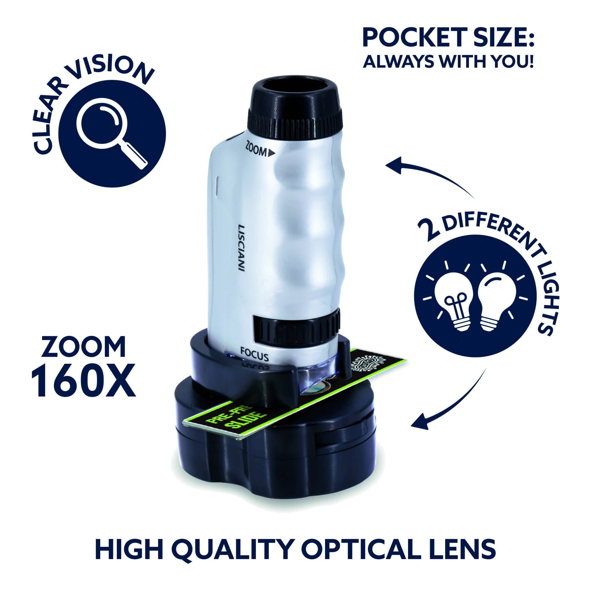 Lisciani I Am A Genius Mini Microscope - Portable High Quality Microscope For On The Go Science Discovery