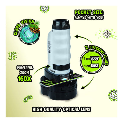 Lisciani I Am A Genius Mini Microscope - Portable High Quality Microscope For On The Go Science Discovery