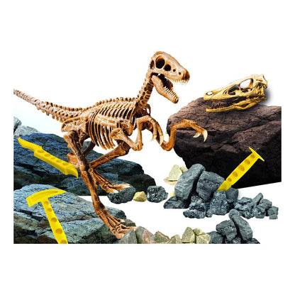 Lisciani I Am A Genius Velociraptor Super Kit - Excavation Kit With Tools Skeleton Assembly And Illustrated Poster