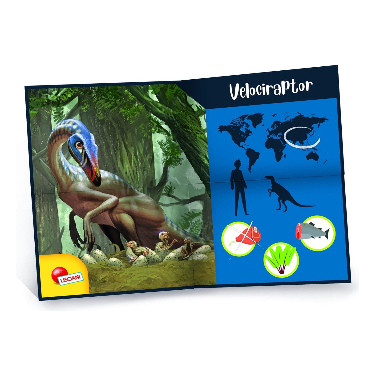 Lisciani I Am A Genius Velociraptor Super Kit - Excavation Kit With Tools Skeleton Assembly And Illustrated Poster