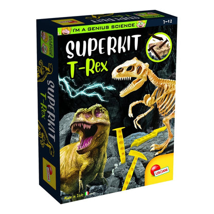 Lisciani I'm A Genius T-Rex Super Kit - Excavation Block, Buildable Skeleton, Tools, and Illustrated Poster