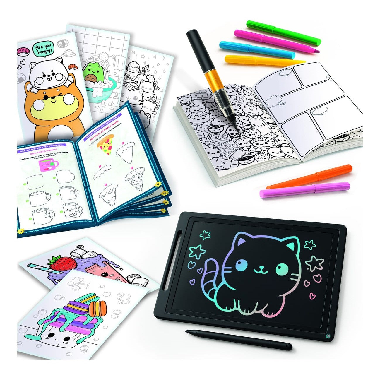 Lisciani Kids Art Kawaii Creative Set - Learn To Create Super Cute Drawings With LCD Tablet And Markers