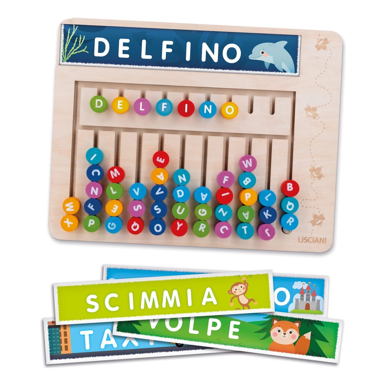 Lisciani Montessori Word Creator - Wooden Spelling Toy That Builds Vocabulary, Logic And Fine Motor Skills