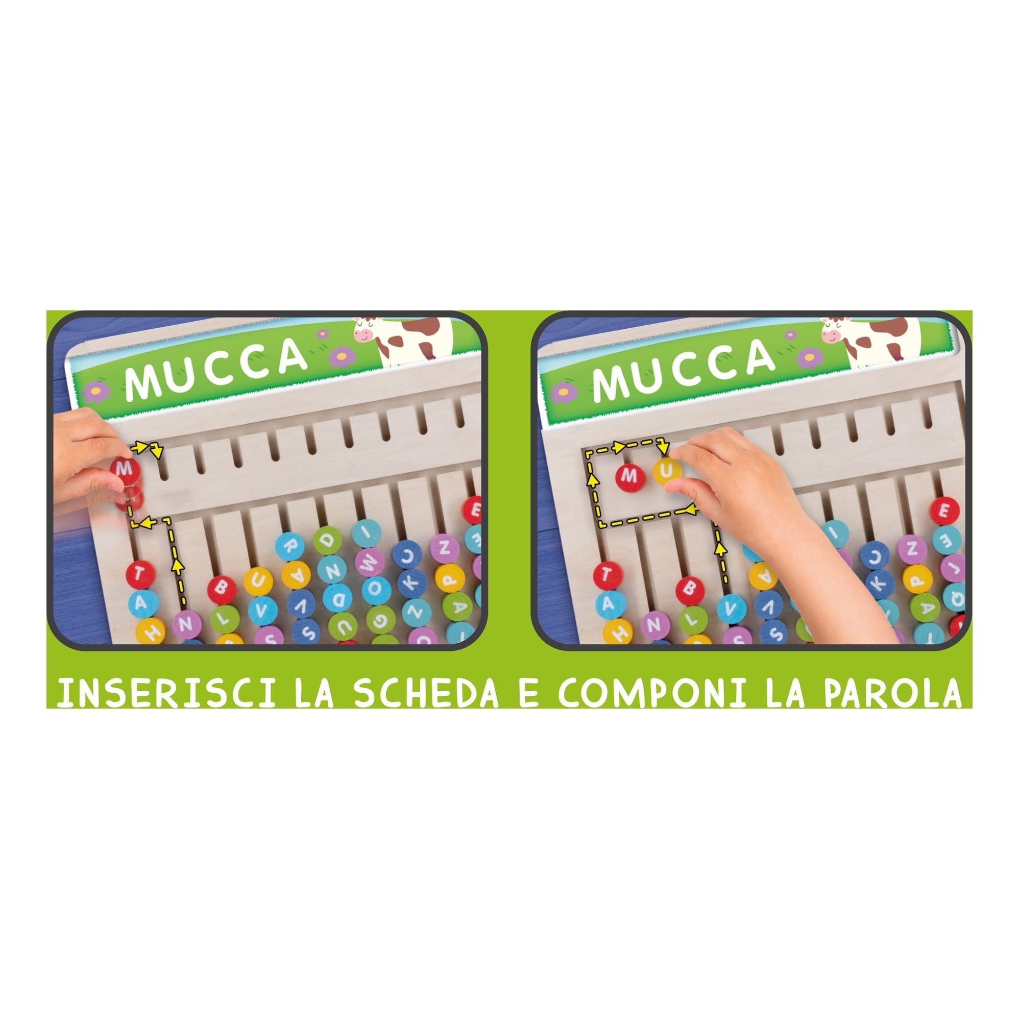Lisciani Montessori Word Creator - Wooden Spelling Toy That Builds Vocabulary, Logic And Fine Motor Skills