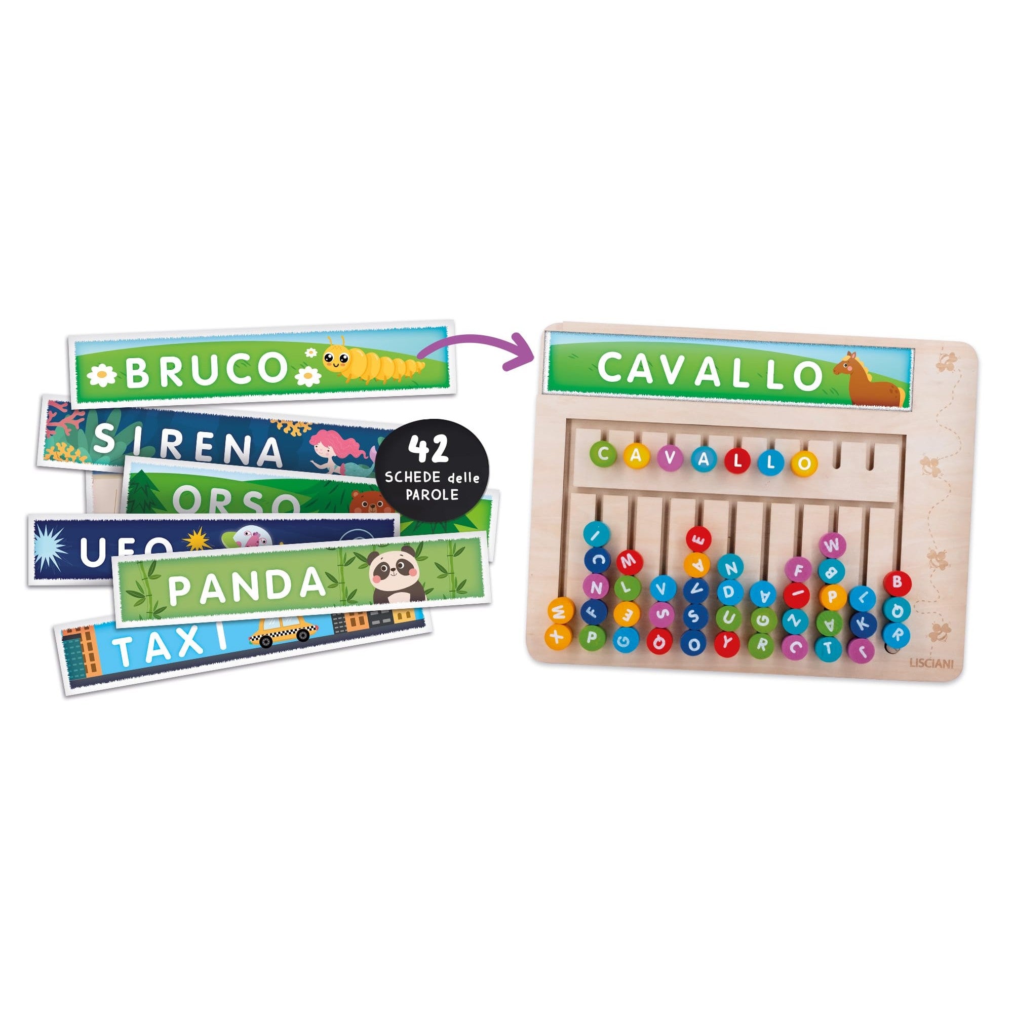 Lisciani Montessori Word Creator - Wooden Spelling Toy That Builds Vocabulary, Logic And Fine Motor Skills