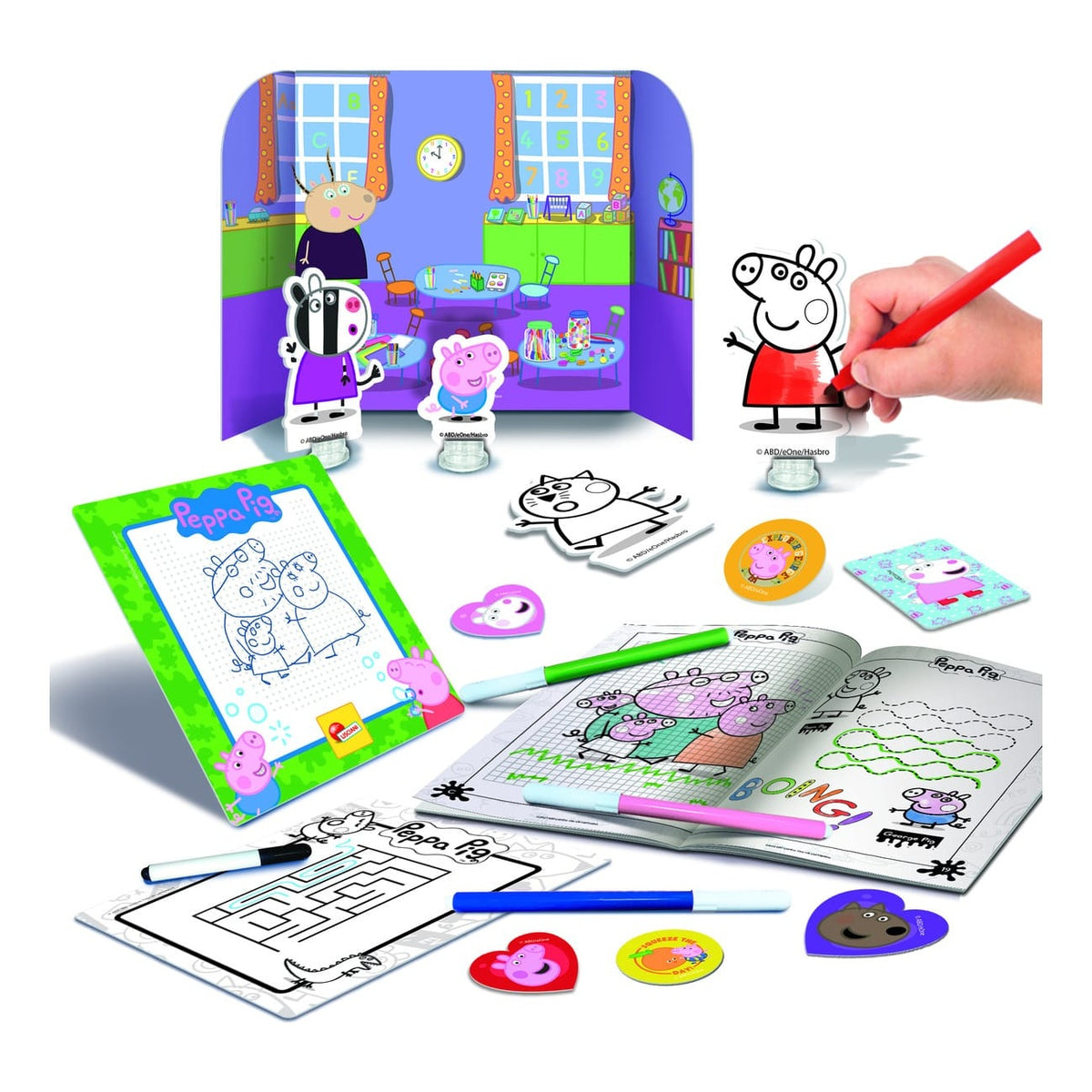 Lisciani Peppa Pig Colour and Drawing Backpack - Creative Kindergarten Backpack With Silhouetted Characters For Kids