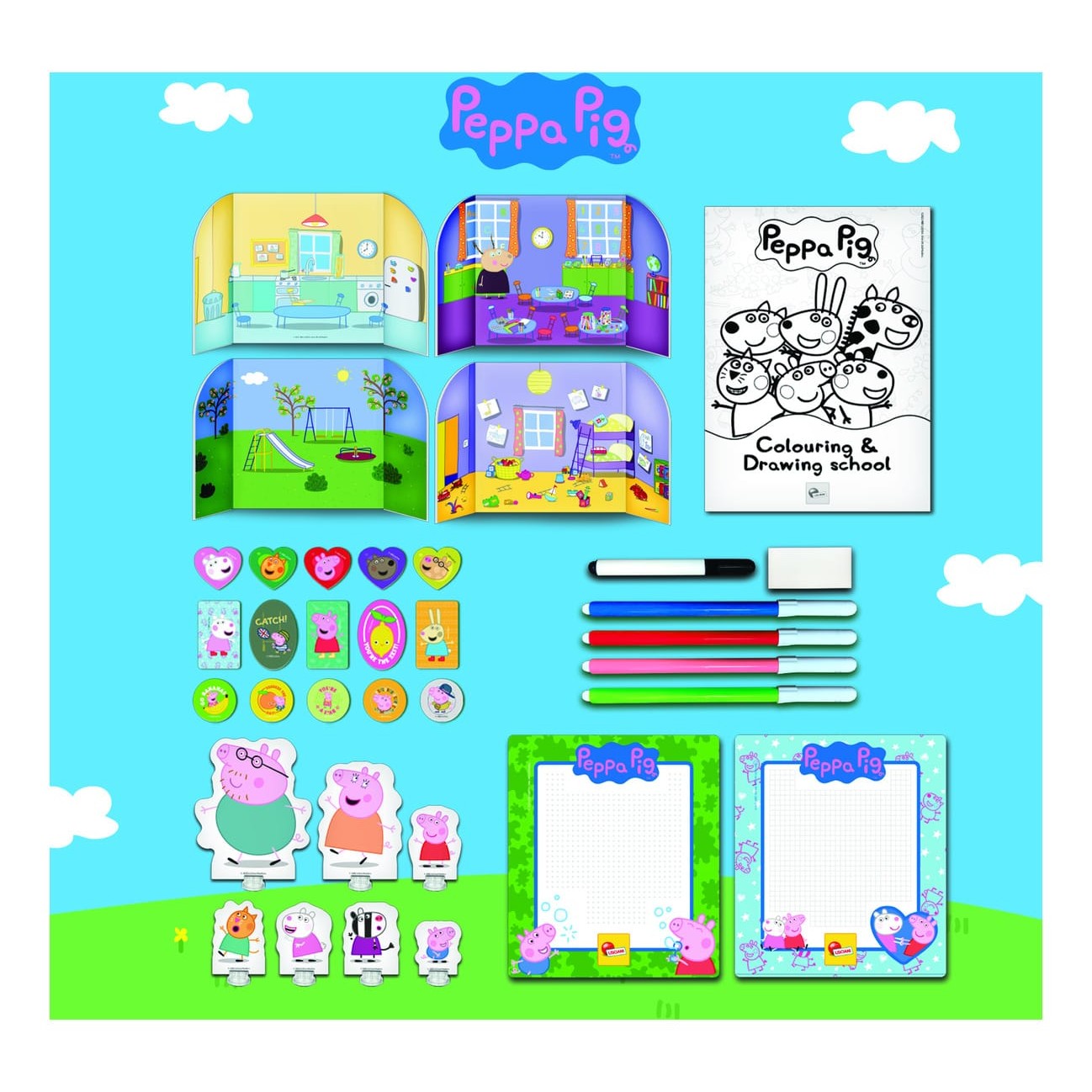 Lisciani Peppa Pig Colour and Drawing Backpack - Creative Kindergarten Backpack With Silhouetted Characters For Kids
