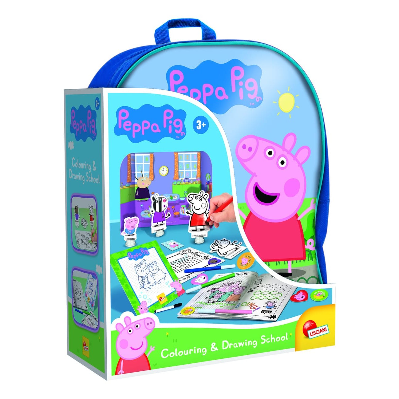 Lisciani Peppa Pig Colour and Drawing Backpack - Creative Kindergarten Backpack With Silhouetted Characters For Kids
