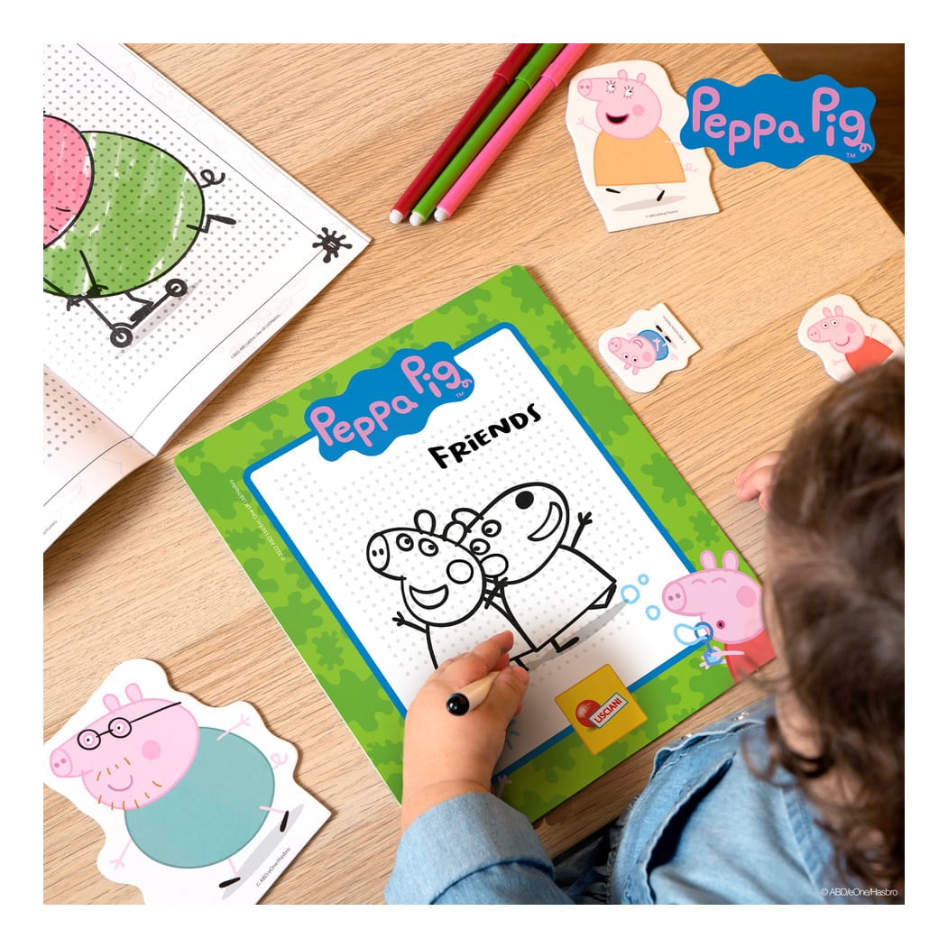 Lisciani Peppa Pig Colour and Drawing Backpack - Creative Kindergarten Backpack With Silhouetted Characters For Kids