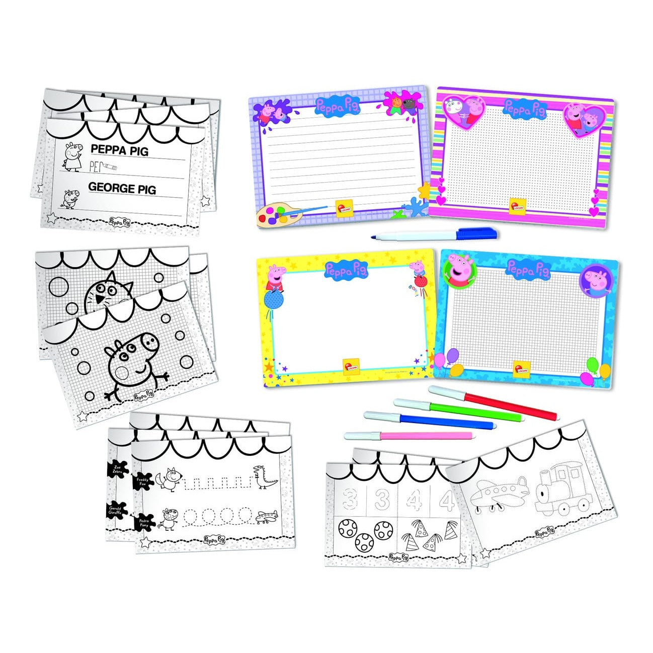 Lisciani Peppa Pig Drawing School - Learn To Draw With Four Writing Boards Erasable Pen And Guided Exercise Book