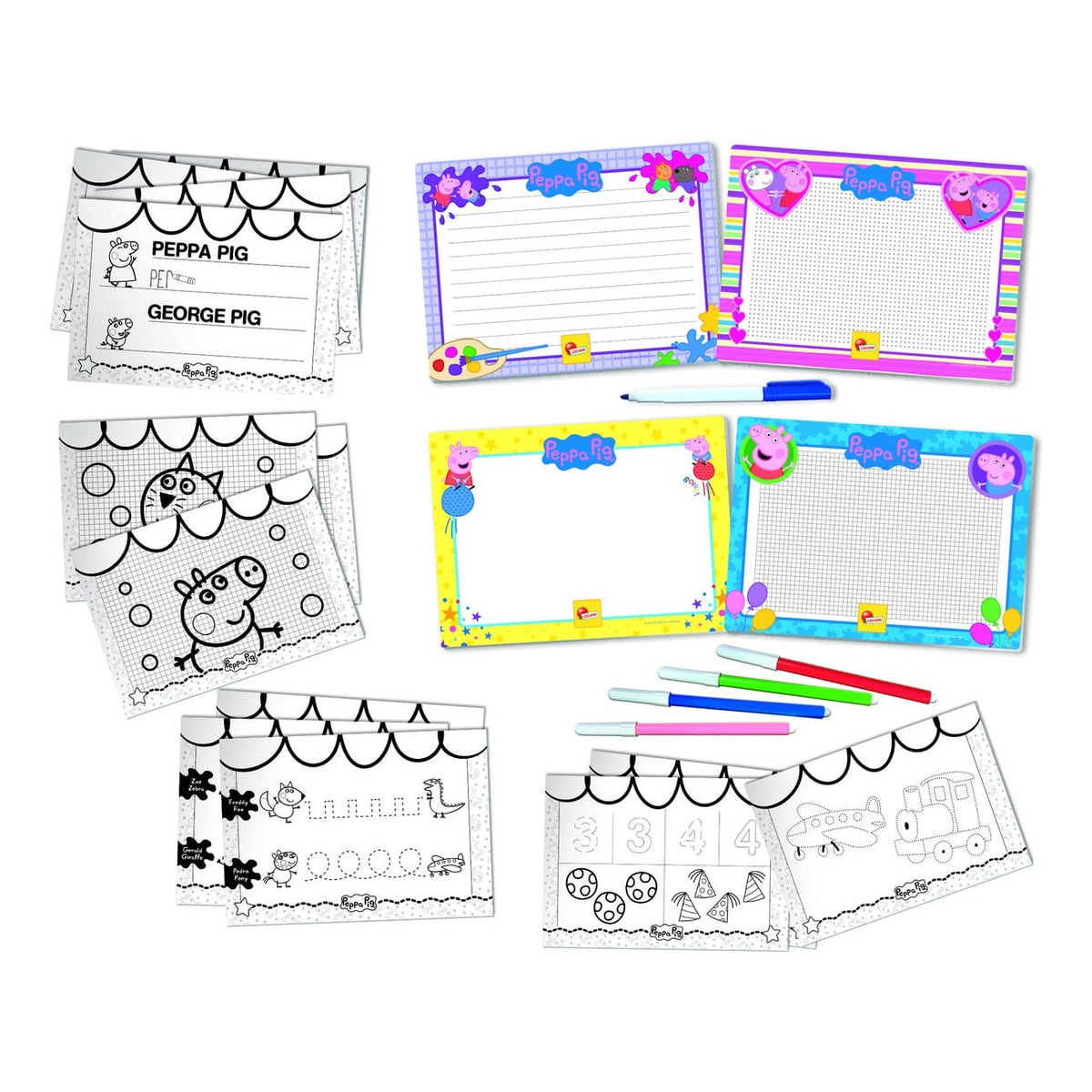 Lisciani Peppa Pig Drawing School - Learn To Draw With Four Writing Boards Erasable Pen And Guided Exercise Book