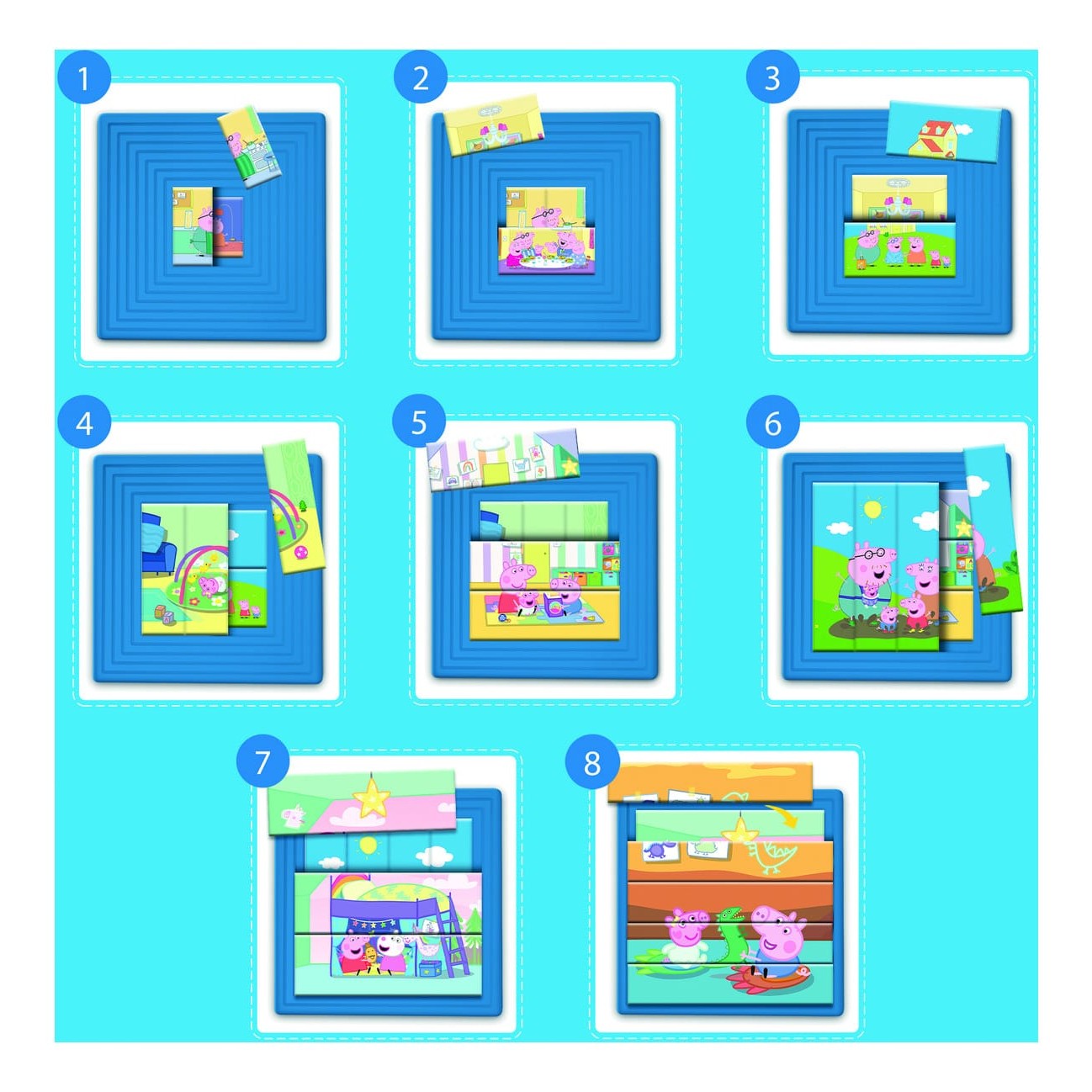 Lisciani Peppa Pig Progressive Puzzle - 8 Self-Correcting Nested Puzzles In One Box