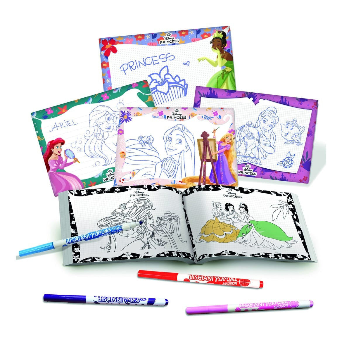 Lisciani Princess Drawing School - Learn Drawing Basics with Write and Wipe Boards and Scented Markers