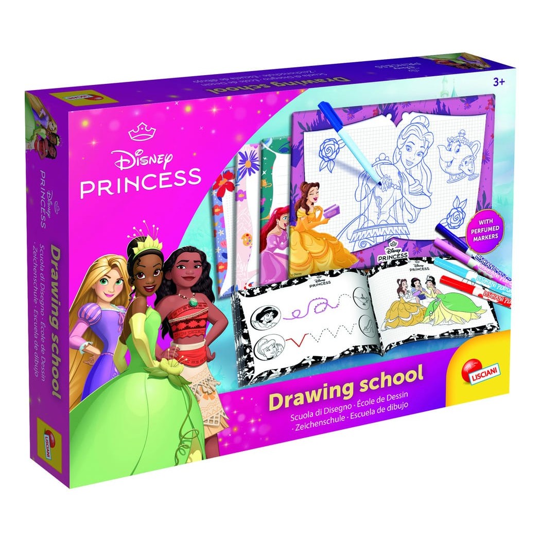 Lisciani Princess Drawing School - Learn Drawing Basics with Write and Wipe Boards and Scented Markers