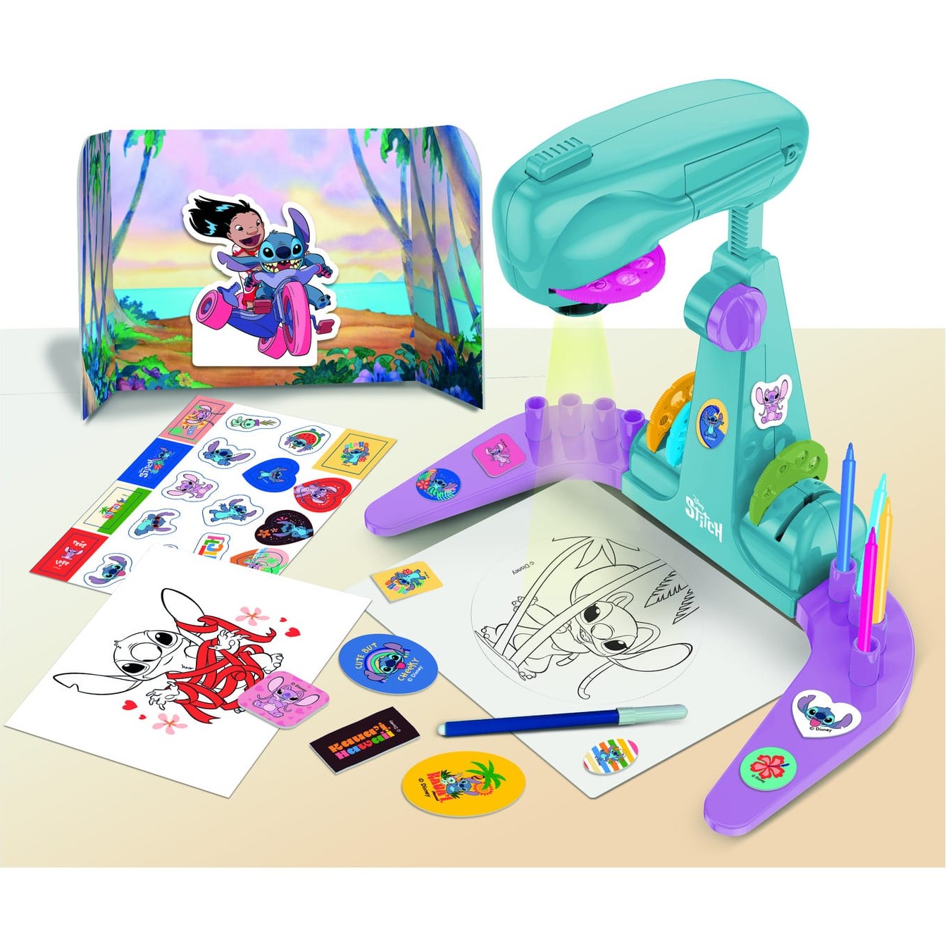 Lisciani Stitch Drawing Projector - LED Projection for Easy Tracing of Stitch and Friends with Scenic Playset