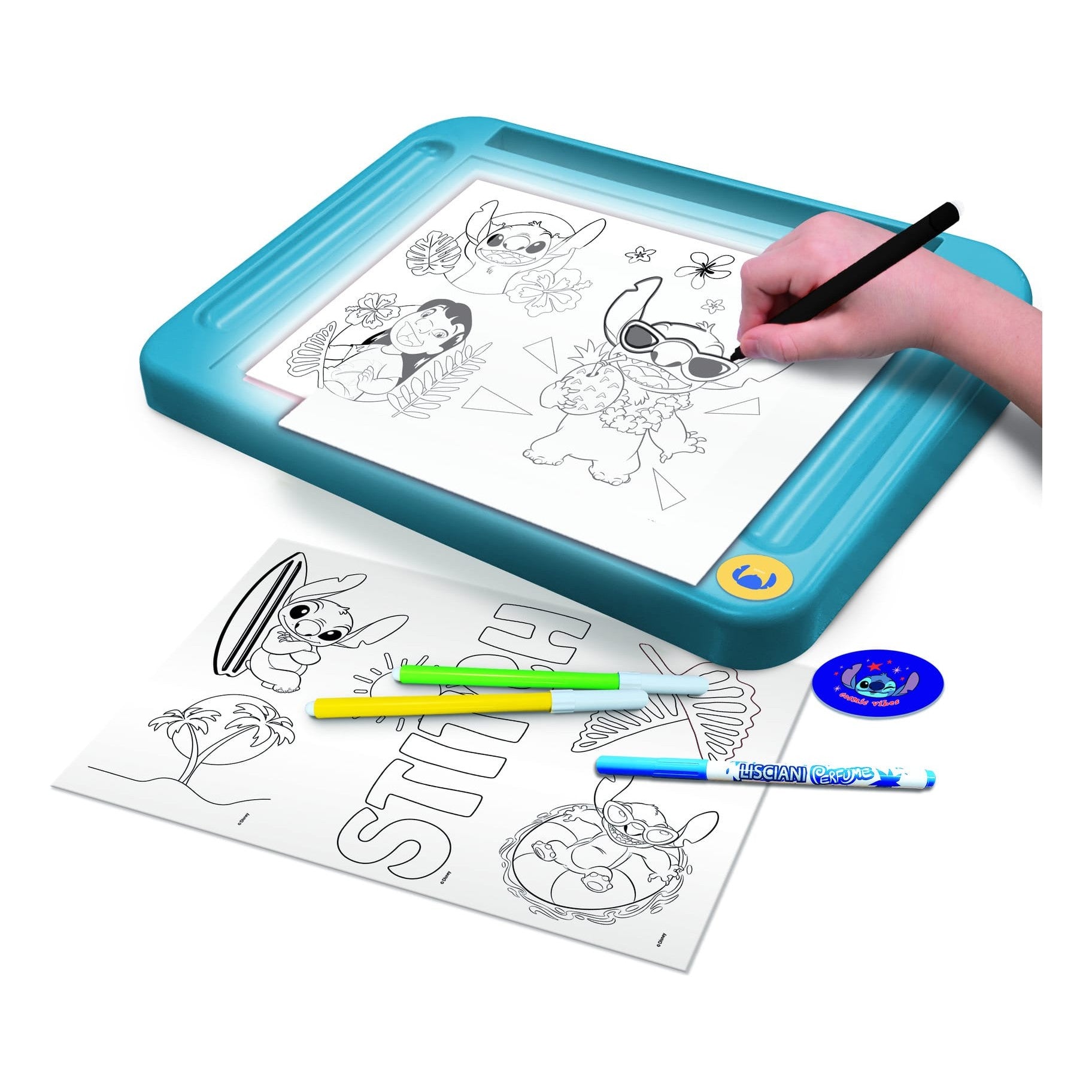 Lisciani Stitch Drawing School With Light Table - Creative A4 Light Table Art Kit With Stencils