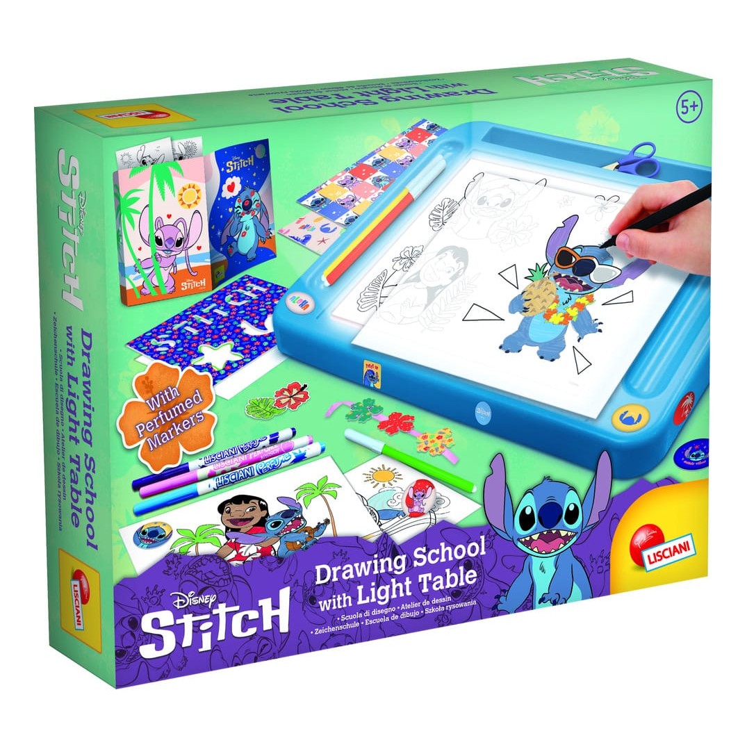 Lisciani Stitch Drawing School With Light Table - Creative A4 Light Table Art Kit With Stencils