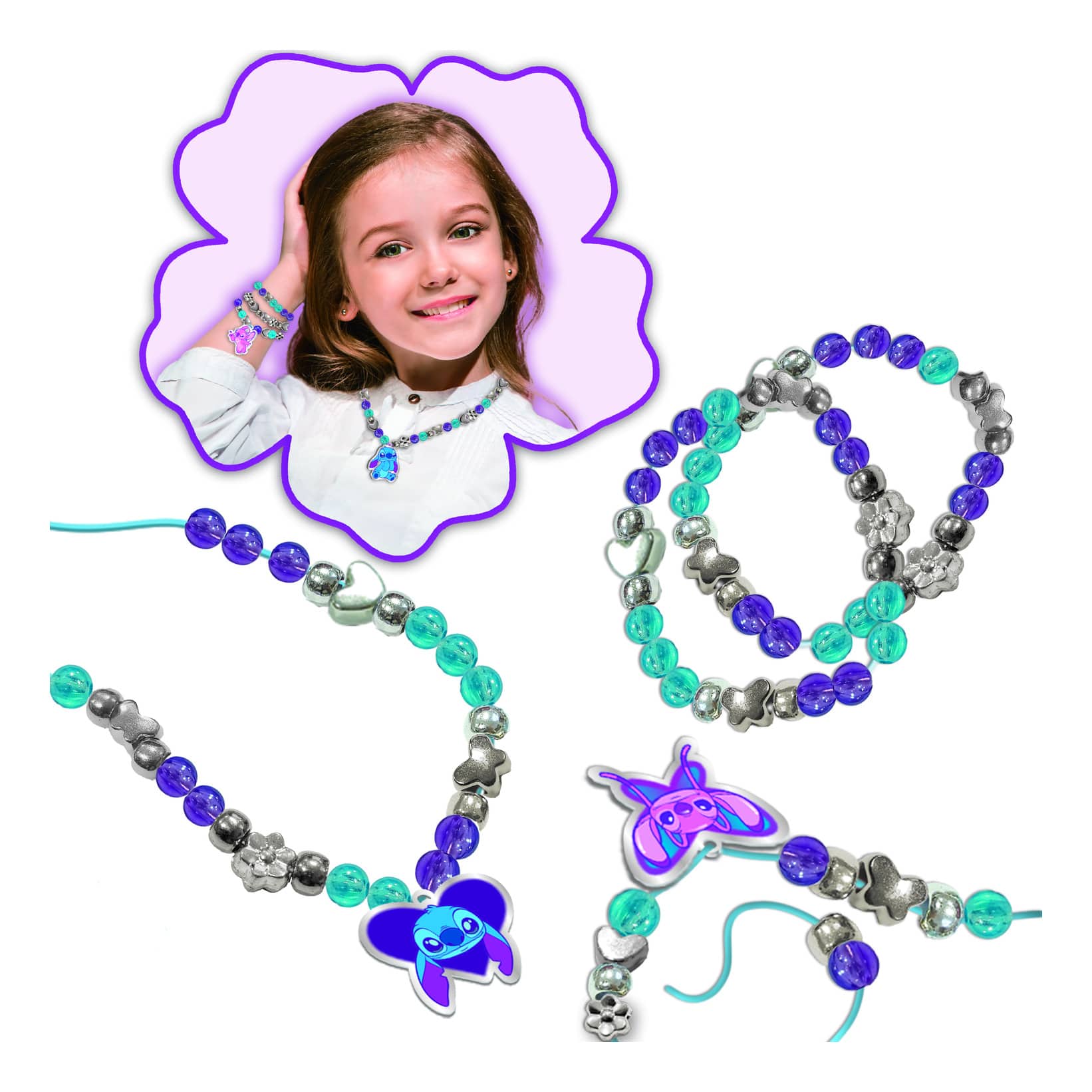 Lisciani Stitch Jewellery Set - Create Custom Beaded Jewellery With Removable Compartment Metal Closure And Mirror