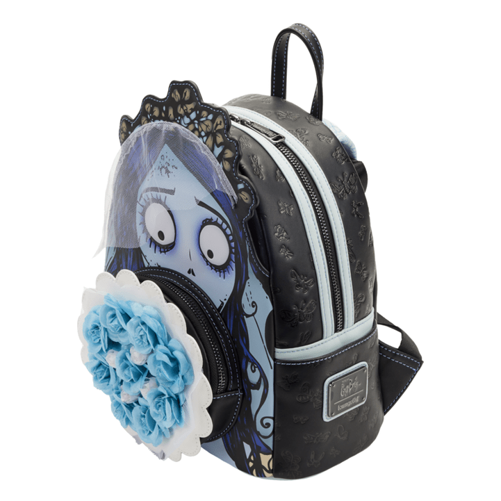 Loungefly - Corpse Bride Emily Bouquet Mini Backpack With Floral Petal Design And Embellishments 671803425897