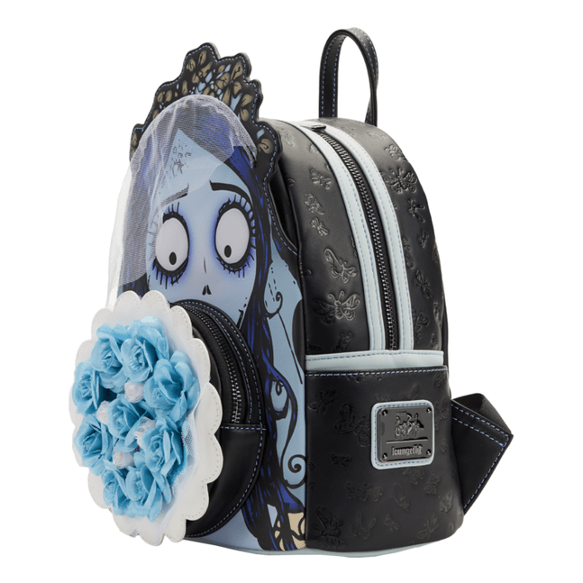 Loungefly - Corpse Bride Emily Bouquet Mini Backpack With Floral Petal Design And Embellishments 671803425897