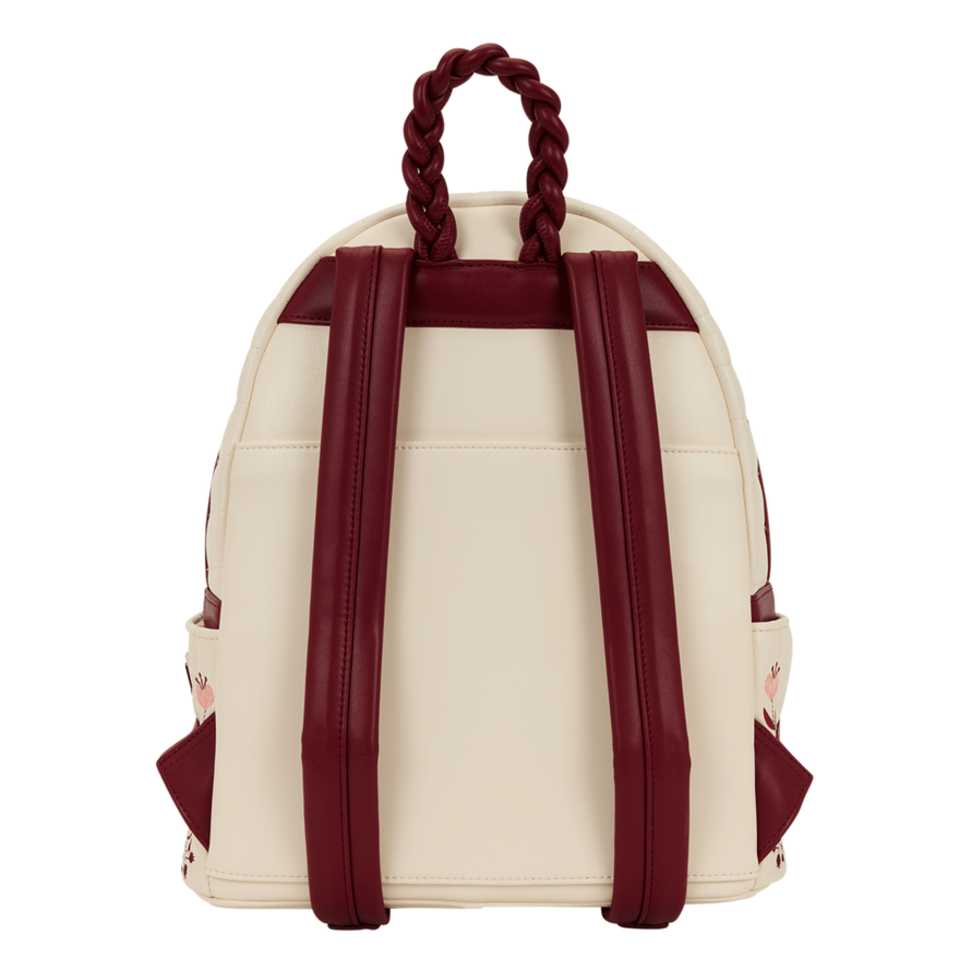 Loungefly - Cream Red Floral Mid Backpack With Vintage Floral Pattern And Adjustable Straps