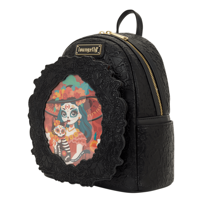 Loungefly - Day Of The Dead Sugar Skull Mini Backpack With Embroidered Details And Adjustable Straps