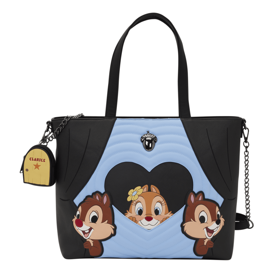 Loungefly - Disney Chip And Dale 2 Chips Miss Tote Coin Purse With Zipper And Rivets