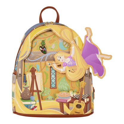 Loungefly Disney Tangled Rapunzel Glow Pin Trader Mini Backpack 671803586014