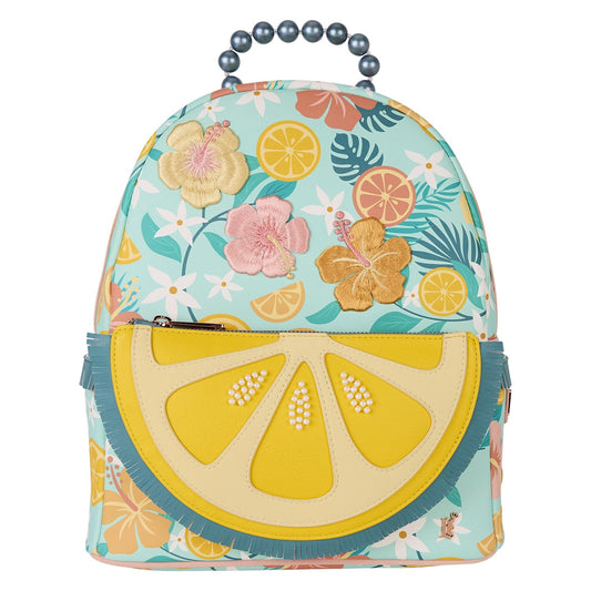 Loungefly - Lemon Mini Backpack Citrus Pattern Everyday Day Pack With Adjustable Straps And Zip Closure
