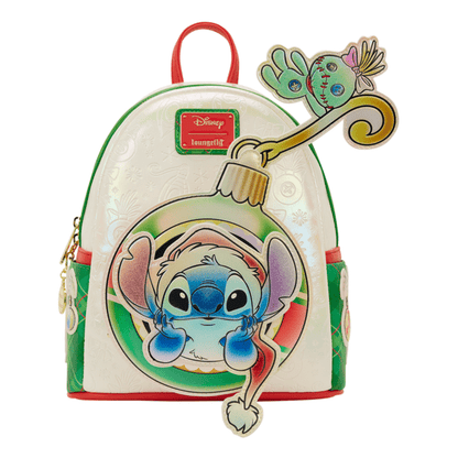 Loungefly - Lilo And Stitch Holiday Mini Backpack With Festive Print And Zip Top Design