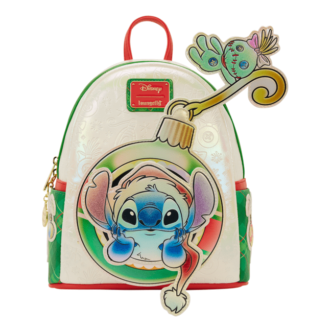 Loungefly - Lilo And Stitch Holiday Mini Backpack With Festive Print And Zip Top Design