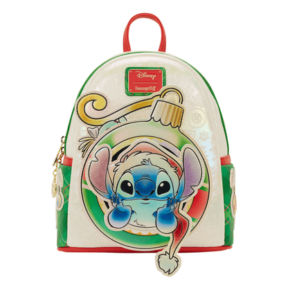 Loungefly - Lilo And Stitch Holiday Mini Backpack With Festive Print And Zip Top Design