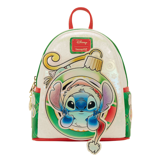 Loungefly - Lilo And Stitch Holiday Mini Backpack With Festive Print And Zip Top Design