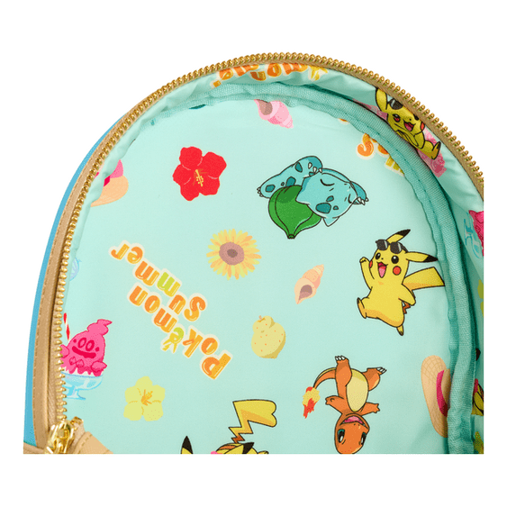 Loungefly - Pokemon Pool Party Mini Backpack Featuring Water Theme, Vibrant Colors With Collectible Pokemon Charm