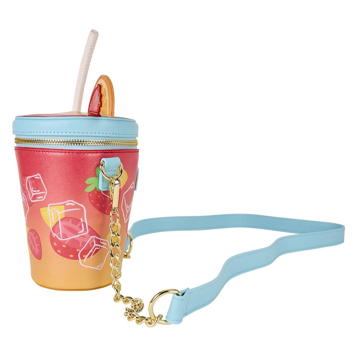 Loungefly - Tropical Drink Crossbody Bag With Vibrant Palm Frond And Sunset Hibiscus Motif