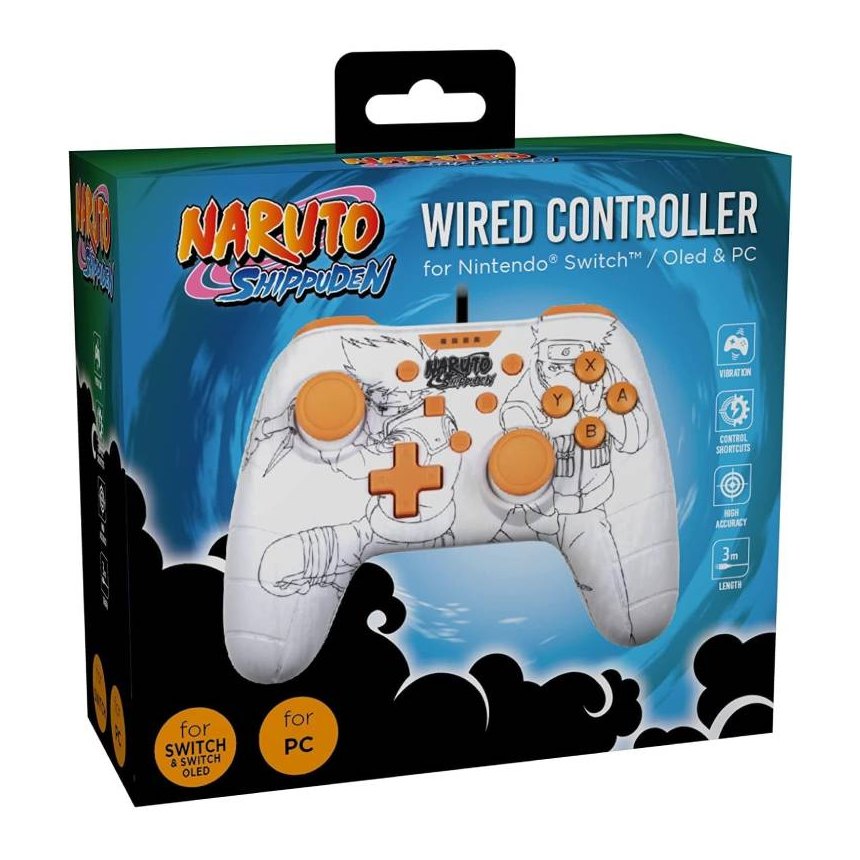 Konix Naruto Shippuden Kakashi White Wired Controller for Nintendo Switch & PC