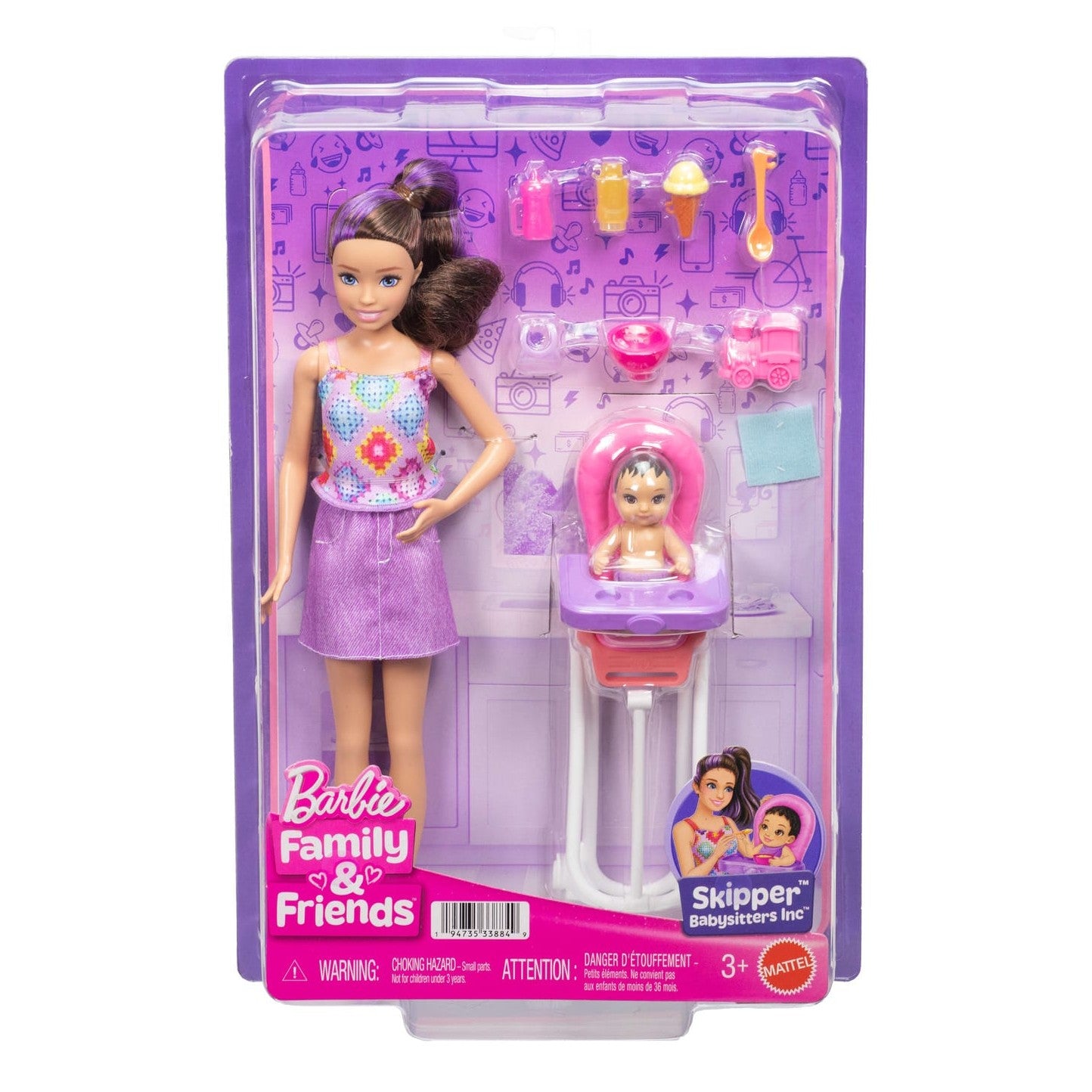 Barbie Family And Friends Collection Series Fashion Doll Figure Highchair Playset