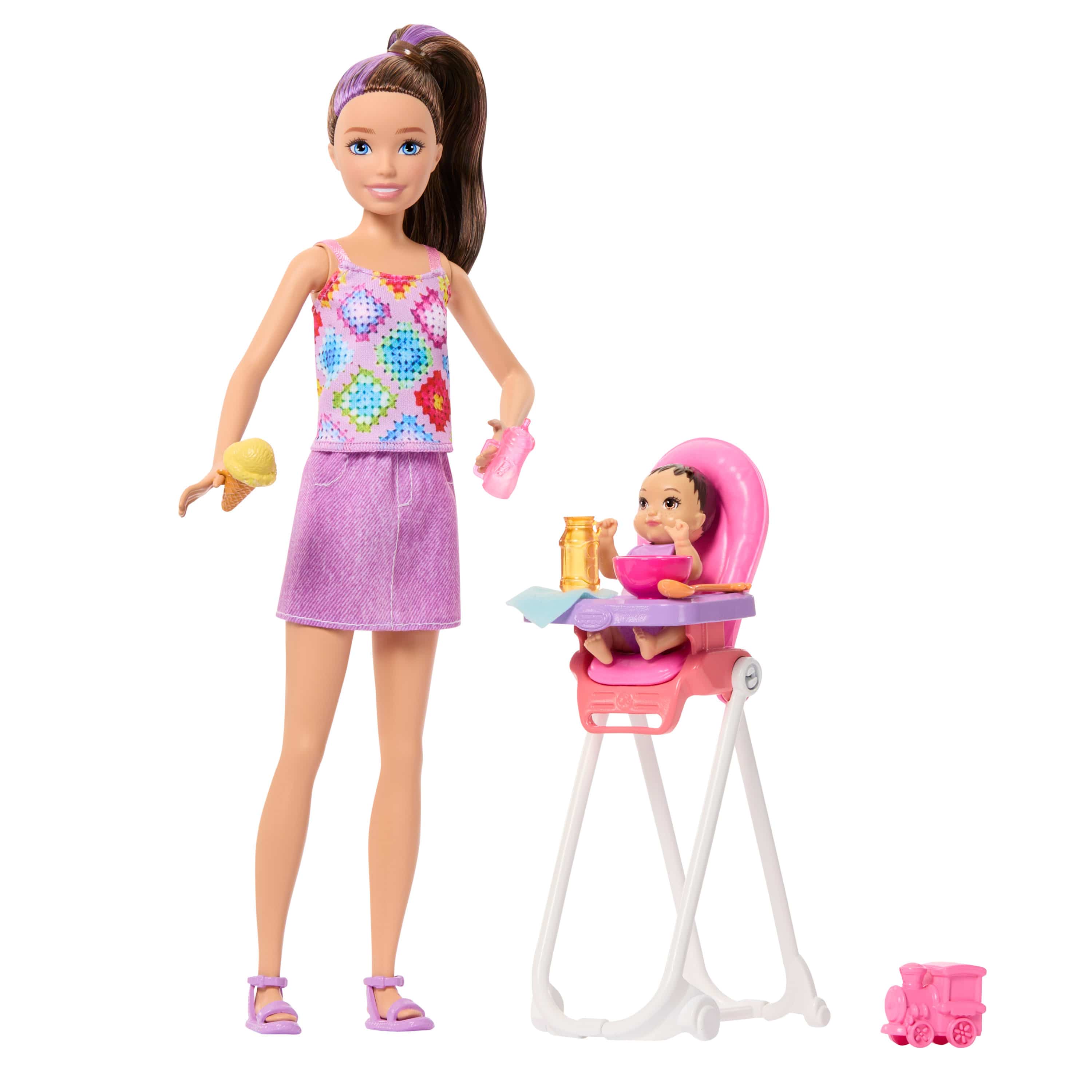Barbie Family And Friends Collection Series Fashion Doll Figure Highchair Playset
