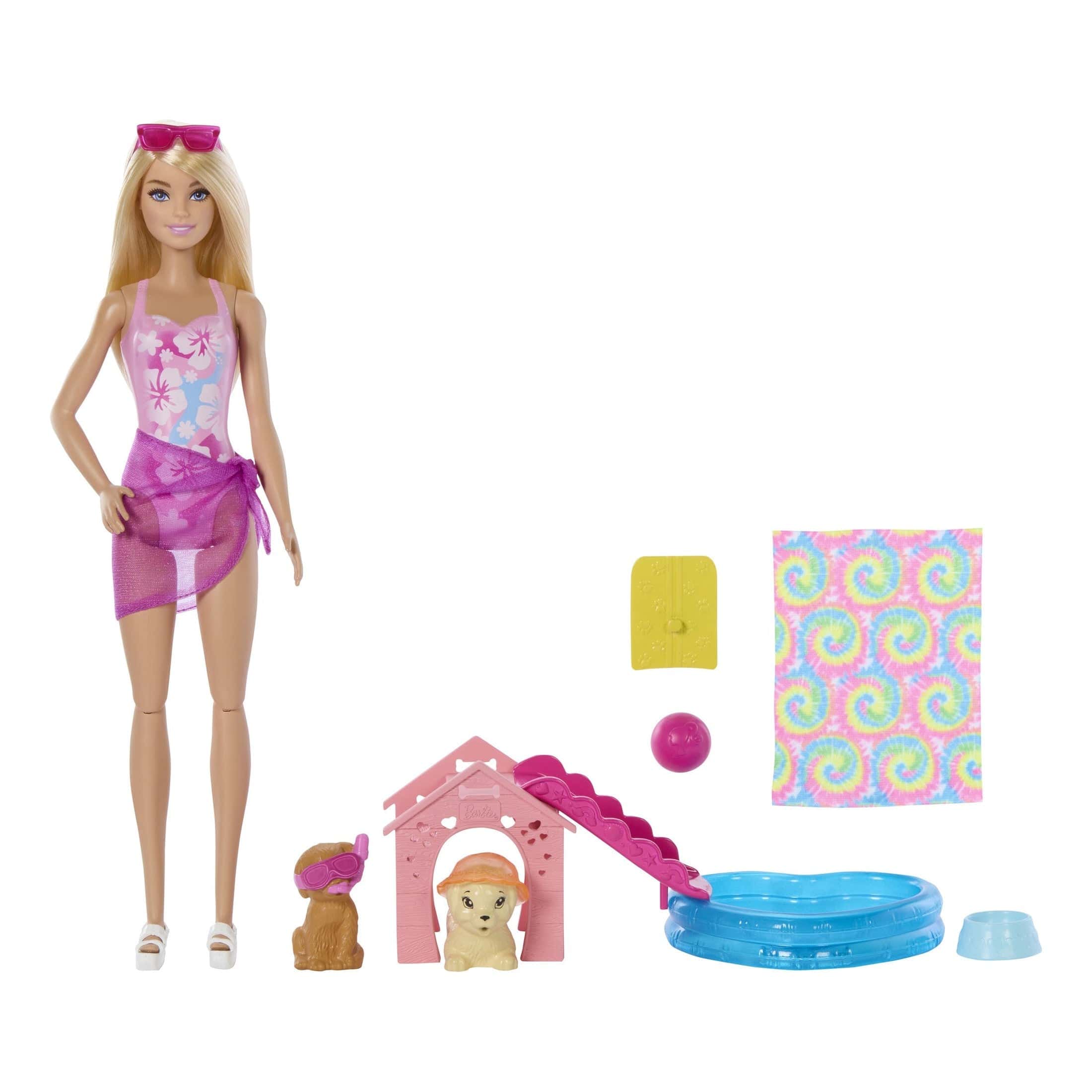 Barbie Puppy Pool Party Playset with Colorful Accessories and Pool for Creative Imaginative Play