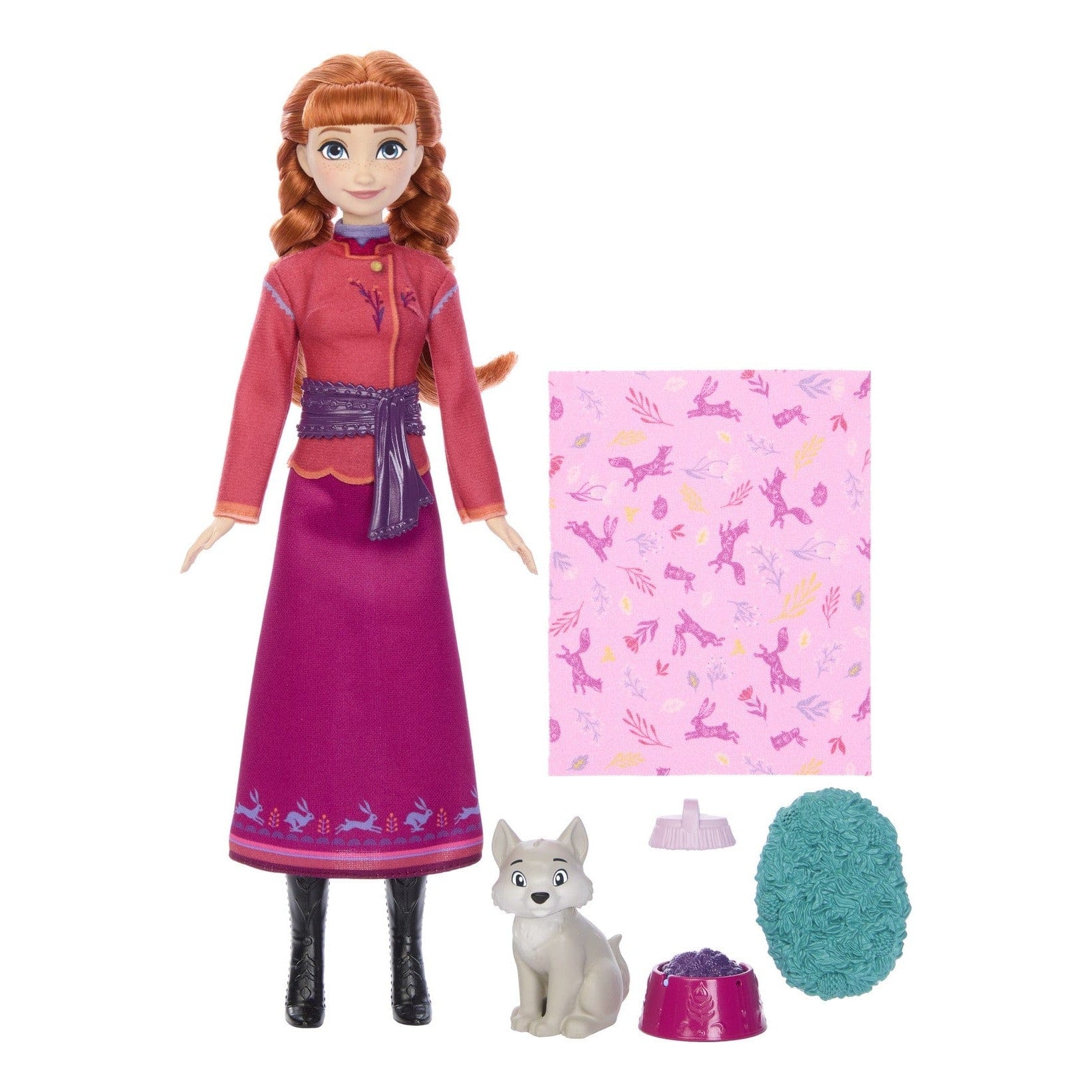 Disney Frozen Anna and Baby Wolf Toy Set 194735295913