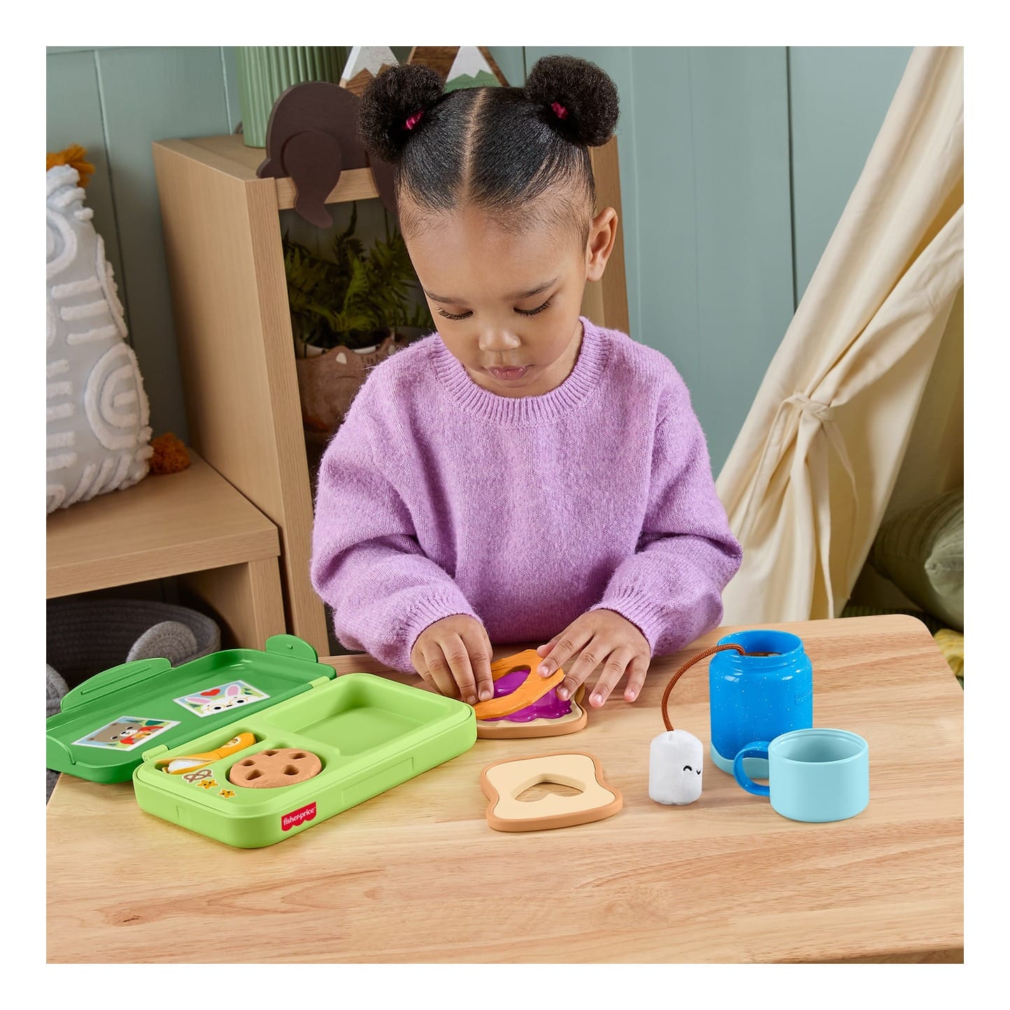 Fisher-Price Friendship Forest Activity Lunchbox With Snack Compartments And Easy-Open Design